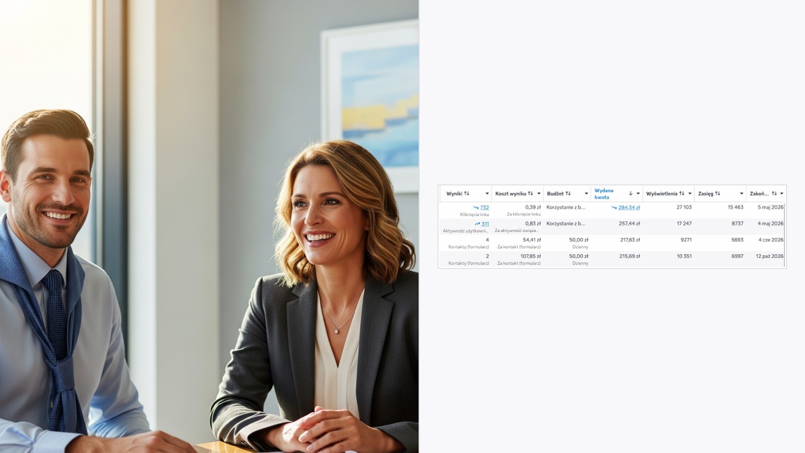 Ad Plus advisor discussing Meta Ads campaign results with an insurance agent after three weeks of optimization
